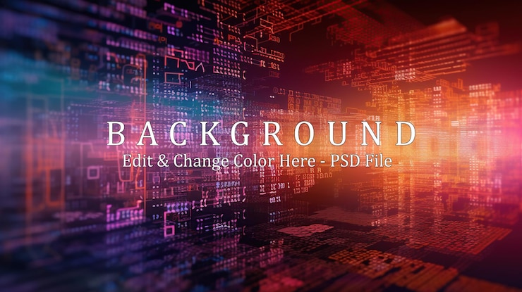 PSD background programming code and computer digital binary code matrix 3d rendering