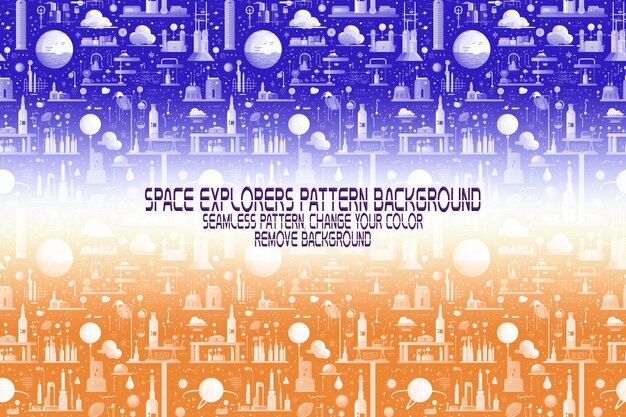 Background Texture with Space Explorers Shuttles Planets and Stars Editable PSD Pattern