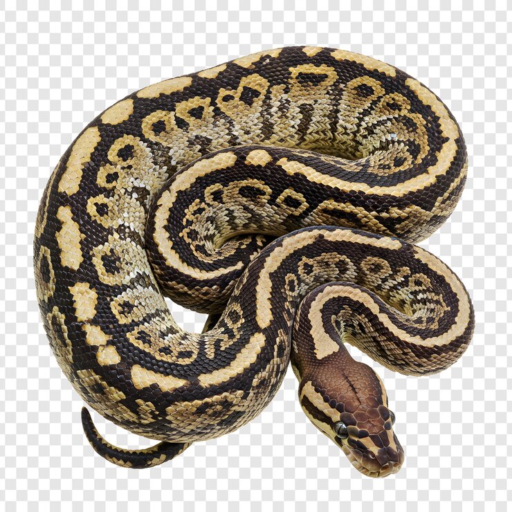 PSD ball python snake isolated on transparent background