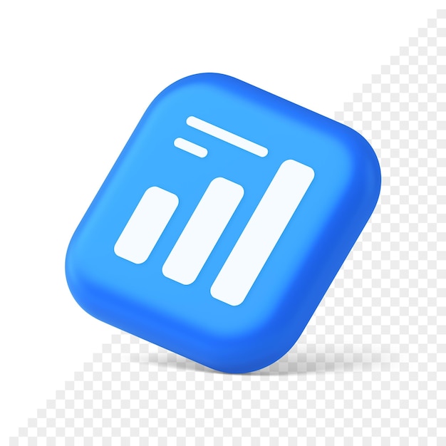 Bar graph business analyzing button diagram profit progress stock market stats 3d isometric icon