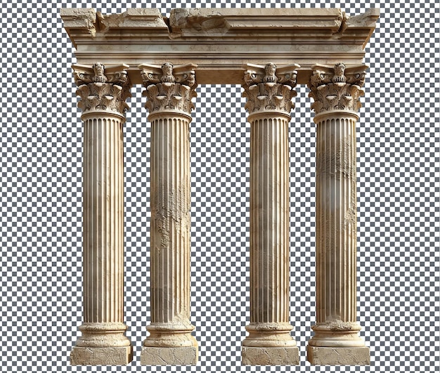 Beautiful Ancient Roman Columns isolated on transparent background