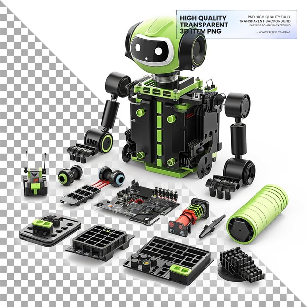 Beginner Robotics Kit with Programming Components on Transparent Background