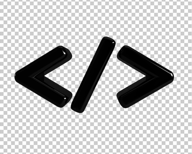 Biểu tượng Html màu đen kết xuất 3D