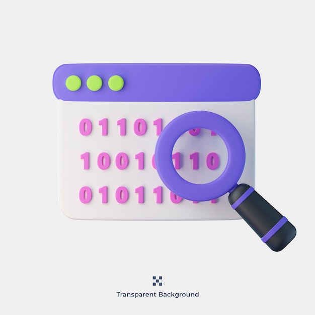 Binary code 3d icon illustration