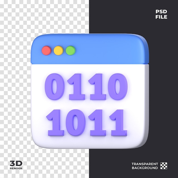 Binary Code 3D Icon perfect for cyber security theme