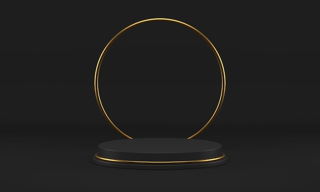 Black 3d stage circle foundation fashion advertising podium studio background realistic psd