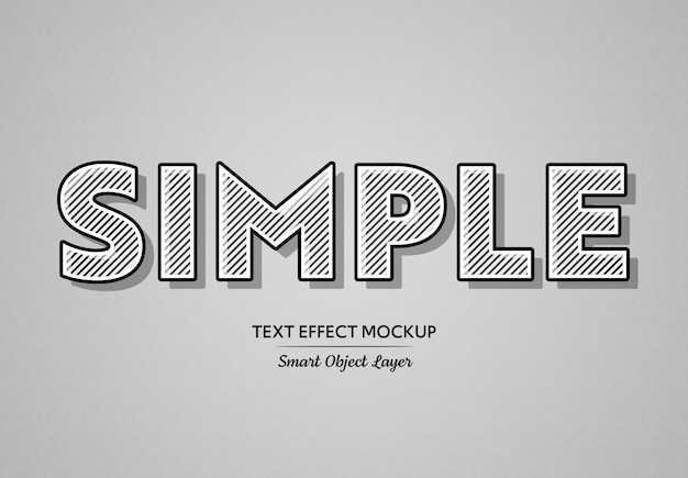 Black bold text effect with white lines Mockup