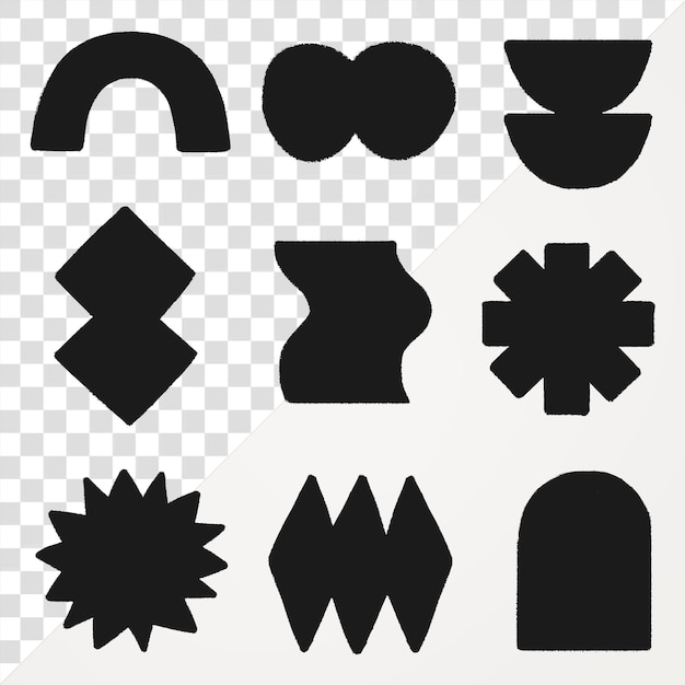 black geometric sticker png set