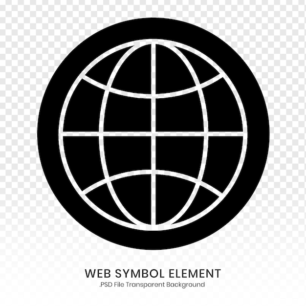 Black web symbol globe icon psd file transparent background