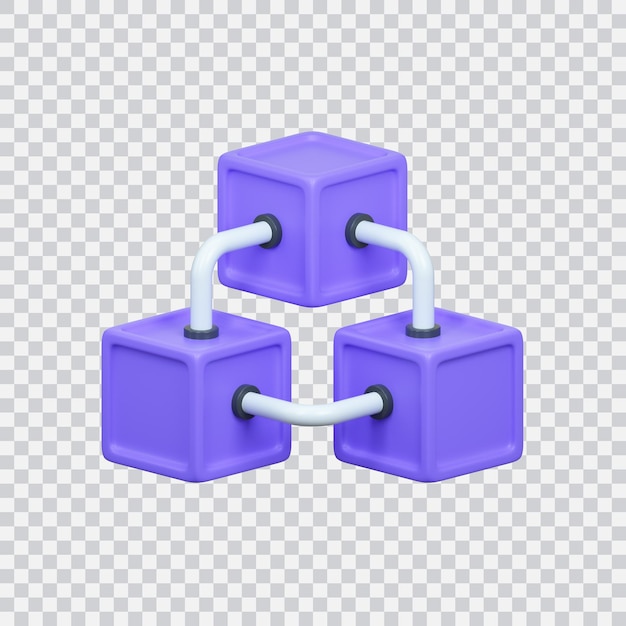 block chain 3d rendering icon isolated on white