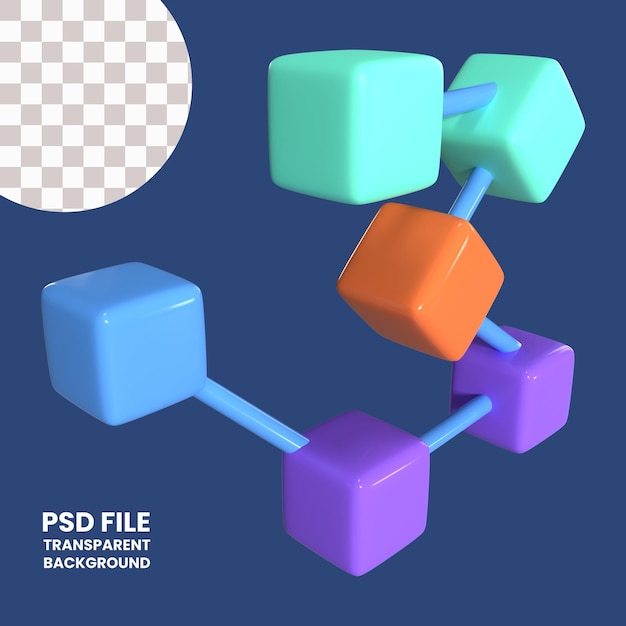 Blockchain 3D Illustration Icon