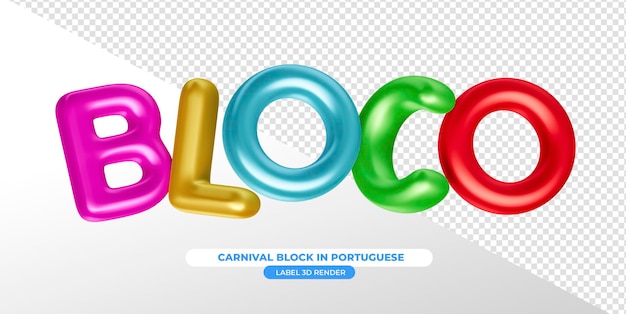 Bloco Brazilian Carnival Party In Portuguese 3d render