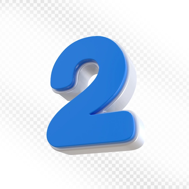 Blue 3D Render of the Number 2