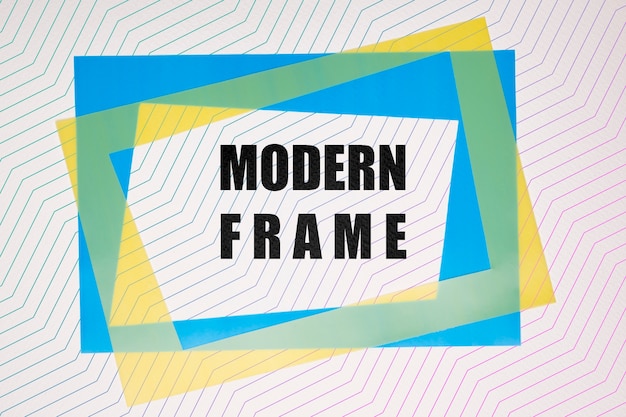 Blue and yellow modern frames mock-up