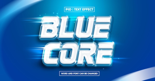 Blue Core editable text effect
