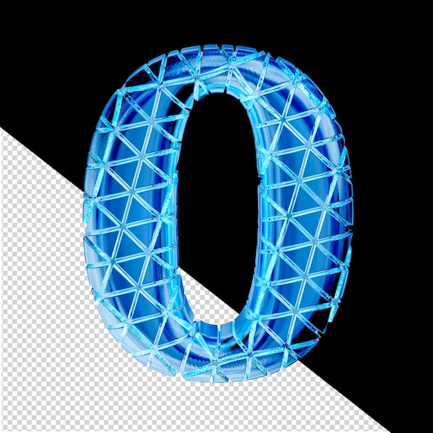 Blue ice 3d symbol with triangular sections number 0
