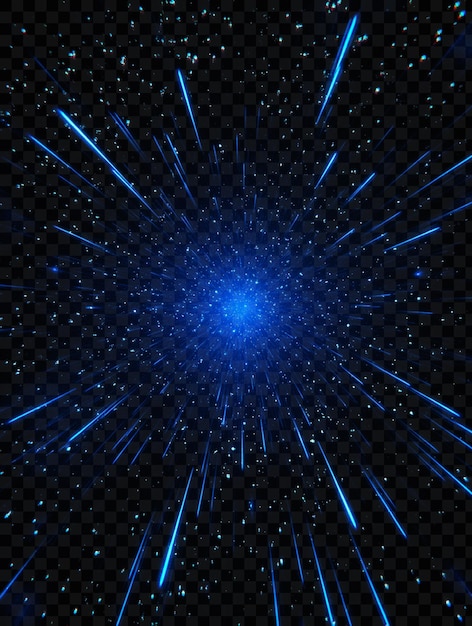 blue light rays radiating outward from the center on transparent background