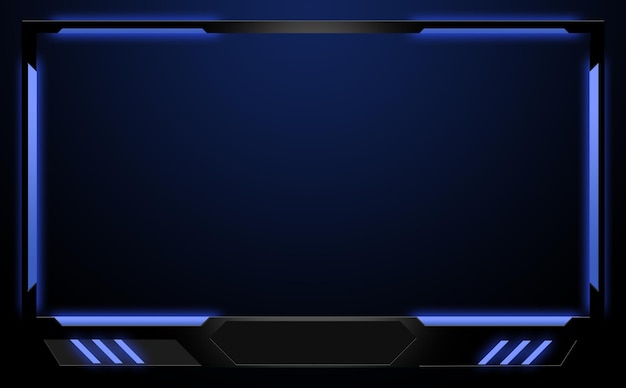 Blue Neon Gaming Stream Overlay Frame Design