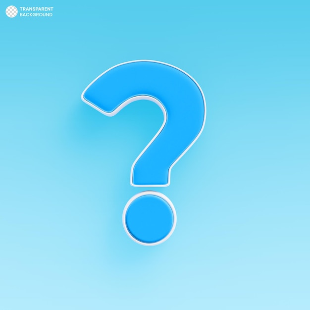Blue question mark icon 3d rendering