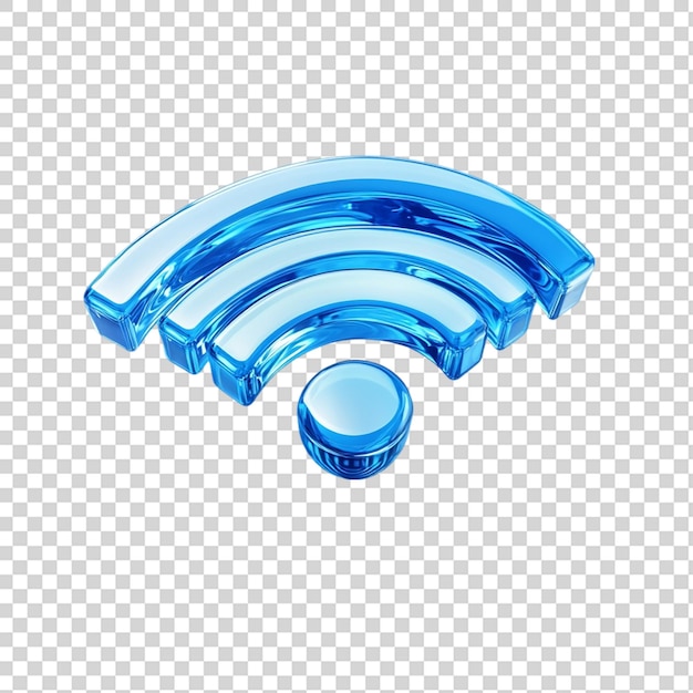 Blue wifi icon isolated on transparent background