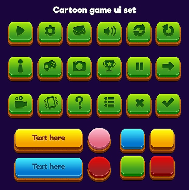 Bộ Nút UI Game Phong Cách Hoạt Hình Đẹp Nút UI Bộ Biểu Tượng Game UI 2D Nút 2D UI Game