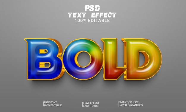 bold 3d editable text style effect premium psd file with background