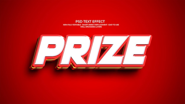 bold 3d prize text effect on red background