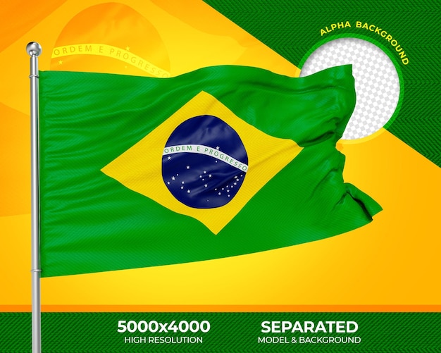 brazil realistic 3d textured flag for composition