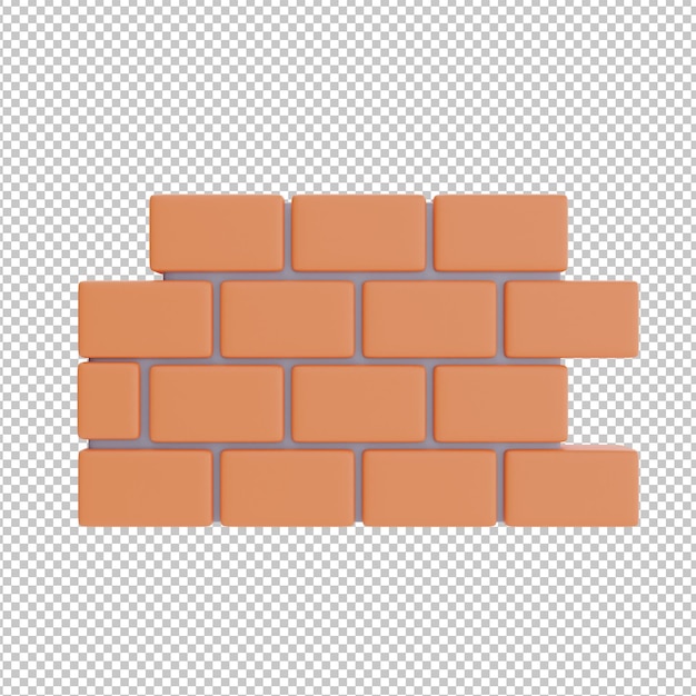 Brick wall isolated on white background construction tools and equipment labor day 3d rendering