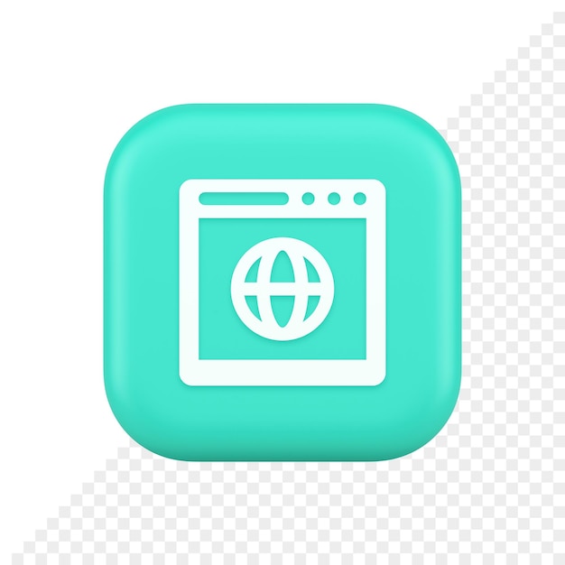 Browser website internet searching online connection button web page information 3d icon
