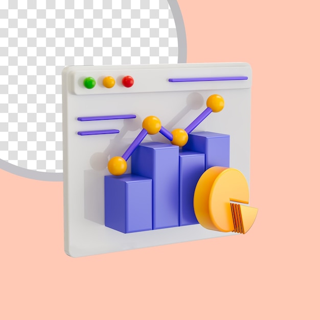 business chart pie interface icon 3d render concept for analyze and profitable marketing report