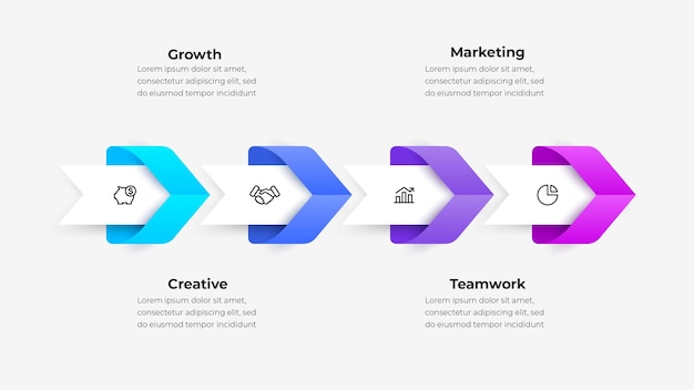Business Concept Infographic with Growth Marketing Creative and Teamwork Themes