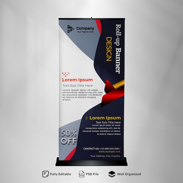 business roll up banner vertical template design for brochure business flyer