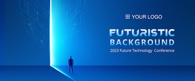 Businessman facing future technology space sense channel