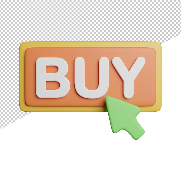 buy button click front view 3d rendering icon illustration on transparent background