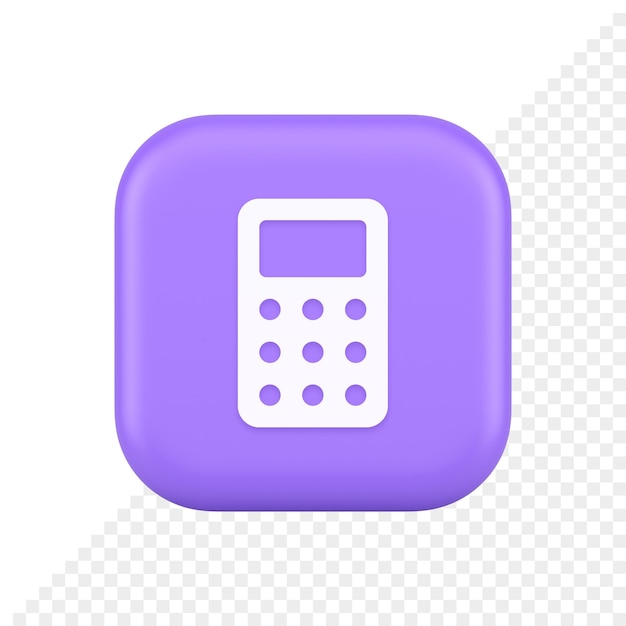 Calculator button mathematical number counting web application design 3d realistic icon