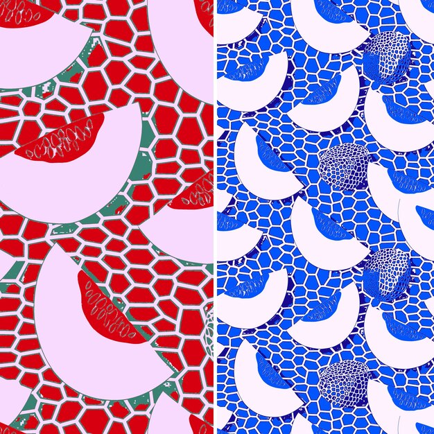 cantaloupe with net texture and summery design with honeycom illustration vector pattern designs