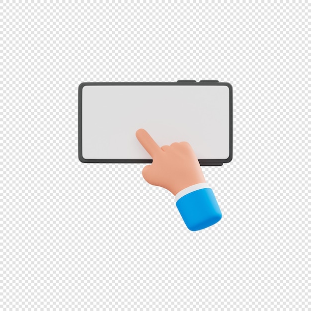 cartoon hands holding mobile phone 3d icon