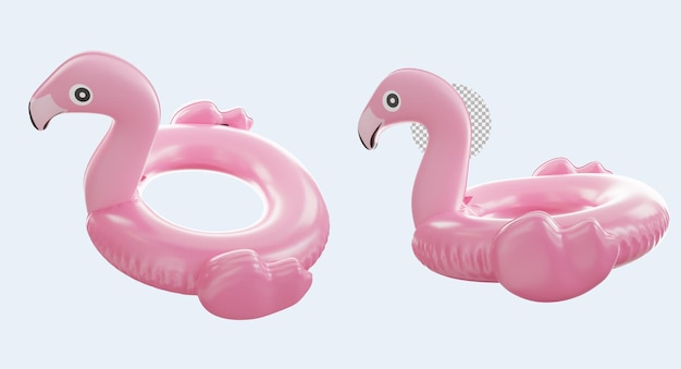 cartoon style flamingo icon collection set. 3D rendering