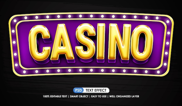 Casino logo text effect editable modern style