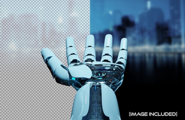 Cắt hình bàn tay robot mở cô lập