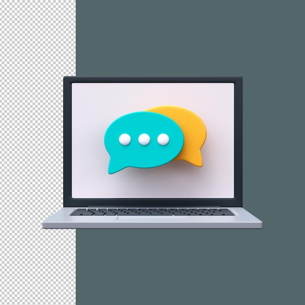 chat icon on laptop in 3d style