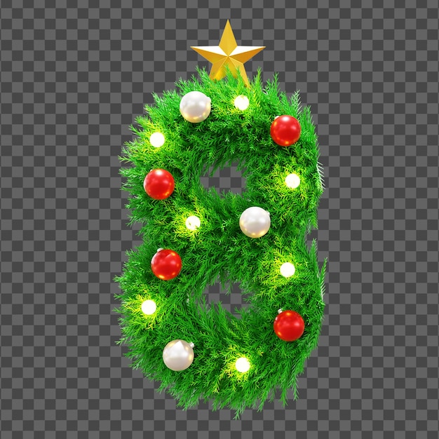 Christmas time countdown number with 3d grass text effect