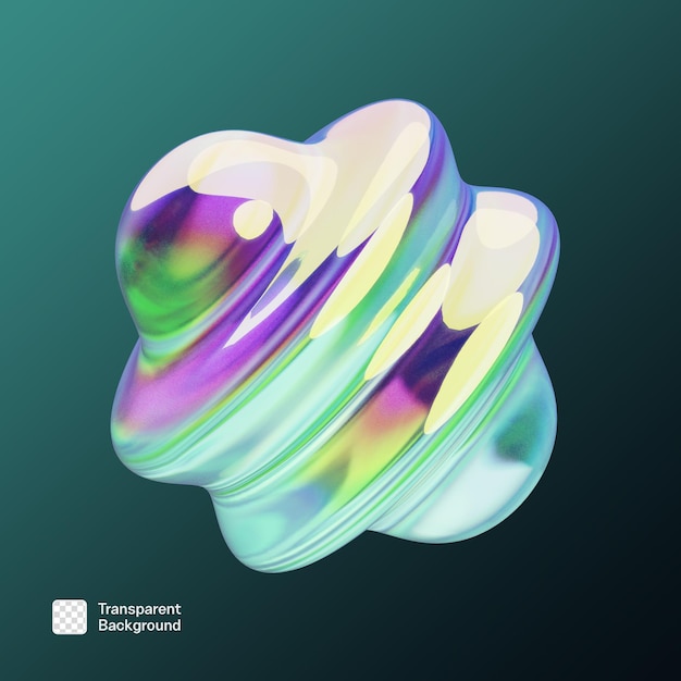 Chrome 3D Abstract Shape PNG Template