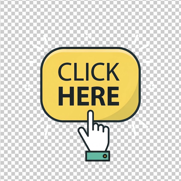 click here yellow button with hand cursor click hand pointer clicking