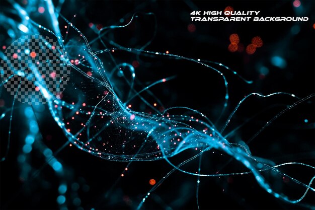 Closeup of abstract blue translucent thin wire Transparent background