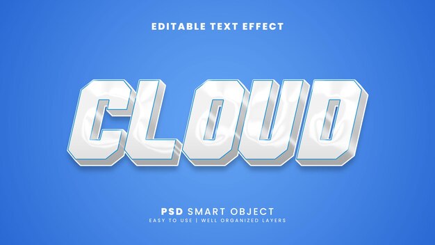 Cloud editable text effect 3d template