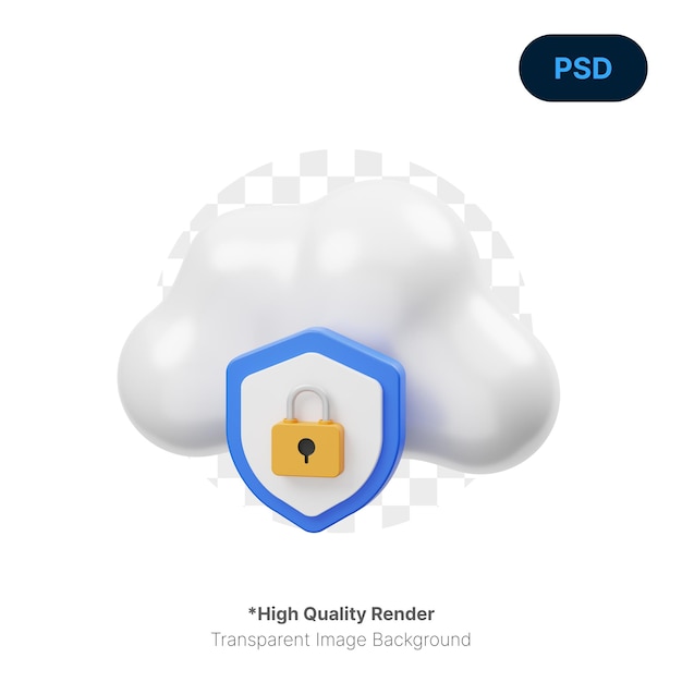 Cloud Security 3D Icon Premium Psd