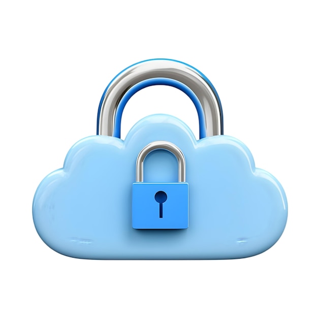 Cloud Security Icon with Padlock Data Protection Concept