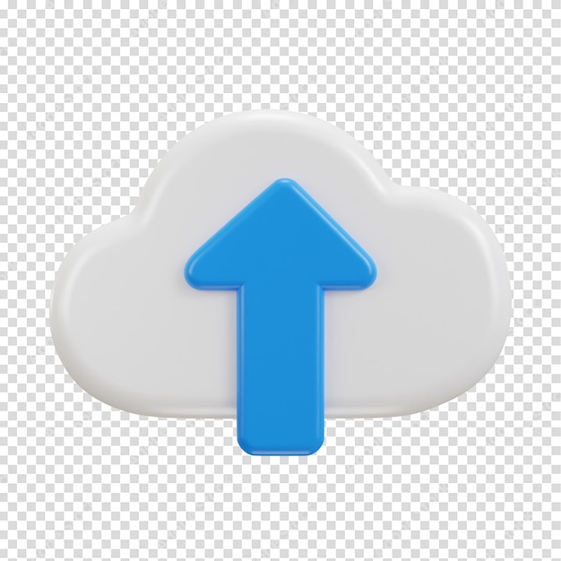 Cloud system with up arrow upload icon 3d rendering vector icon